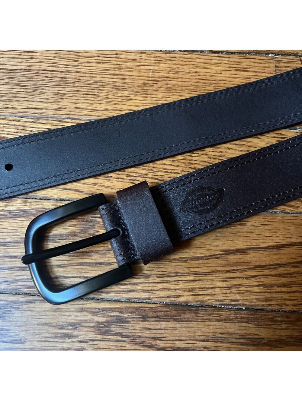 Dickies Brown Leather Work Belt - Men's Size 44/110 Black Buckle Heavy Duty